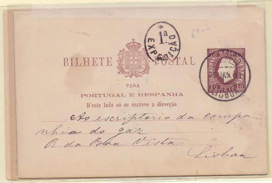 1783.jpg -     Lote:    1783      Lotes pelo Correio      Portugal       Descrição:         1880/81 &mdash; D. Luís I, impressão em relevo. Lote composto por 2 IP de 10 Reis OM 7 sendo uma reimpressão de 1885 e outro usado circulado, em cartolina muito grossa (0,32 mm).        Lote       Valor Base:     &euro; 10,00     Valor Venda:     Retirado     