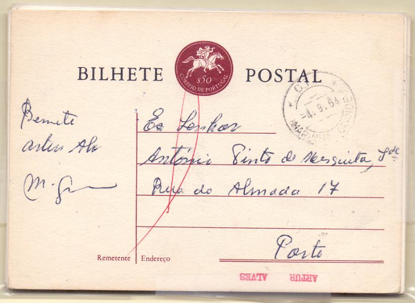 1816.jpg -     Lote:    1816      Lotes pelo Correio      Portugal       Descrição:         Lote composto por 14 inteiros postais modernos, desde Postilhão $50 até 25$00, circulados, com 9 taxas diferentes e 6 com adicionais. Lote a ver.        Lote       Valor Base:     &euro; 6,00     Valor Venda:     Retirado     