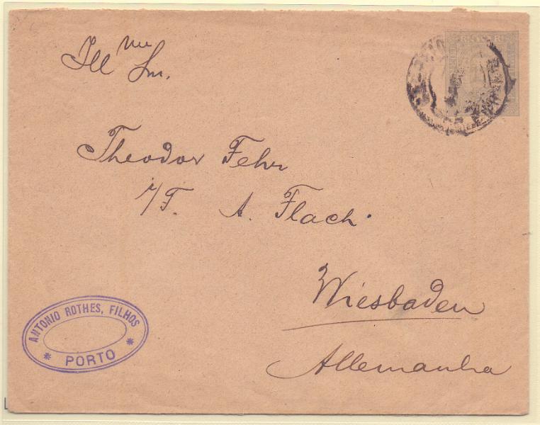 1817.jpg -     Lote:    1817      Lotes pelo Correio      Portugal       Descrição:         1893 &mdash; D. Carlos I tipo Diogo Neto. Sobrescritos. OM4, 50 reis. Circulado do Porto para a Alemanha.        IC       Valor Base:     &euro; 5,00     Valor Venda:     Retirado     