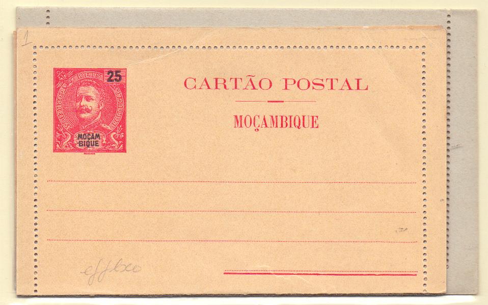 1859.jpg -     Lote:    1859      Lotes pelo Correio      Moçambique       Descrição:         1903/06 &mdash; D. Carlos I Mouchon. Bilhetes-carta. Lote com 3 IPs OM1, OM2 e OM9. Novos.        IN       Valor Base:     &euro; 8,00     Valor Venda:     Retirado     