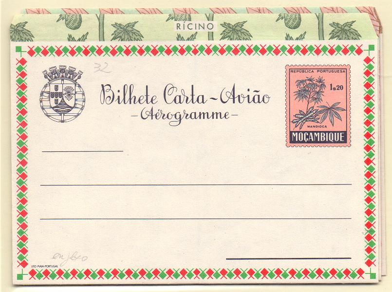 1865.jpg -     Lote:    1865      Lotes pelo Correio      Moçambique       Descrição:         1964 &mdash; Frutos. Bilhetes carta para avião. Lote com 3 OM 32/34, 1$20 2$50 e 3$50. Novos.        IN       Valor Base:     &euro; 6,00     Valor Venda:     &euro; 9,00     
