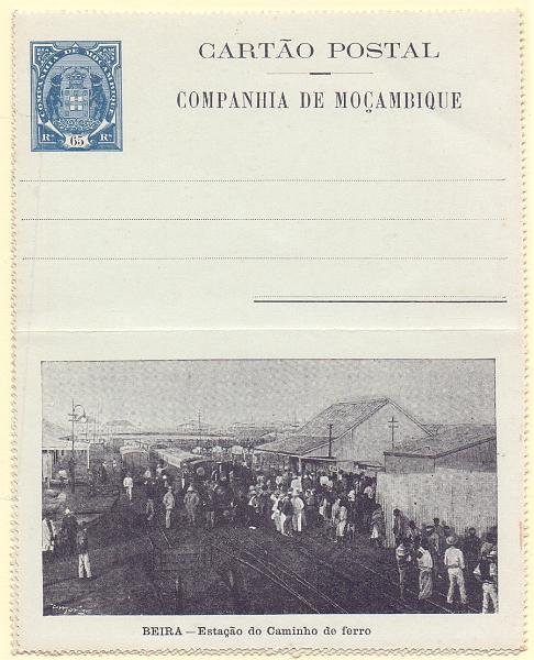 1872.jpg -     Lote:    1872      Lotes pelo Correio      Companhia de Moçambique       Descrição:         1904 &mdash; Selo tipo Elefantes. Bilhetes-cartas. OM3, 65 reis. Lote de dois inteiros novos, sem as bandas com gravuras B e D..        IN       Valor Base:     &euro; 6,00     Valor Venda:     &euro; 8,00     