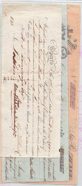1988.jpg -     Lote:    1988      Lotes pelo Correio             Descrição:         Fiscais. Portugal. Lote com 4 letras: 1814, Porto, s/ IS; 1848, Lx., IS 100 reis e particulares"Butler Brothers", Lx, 1821, s/ IS, e "Man. Fern. Pereira", 1906, IS 20 reis..        Lote       Valor Base:     &euro; 8,00     Valor Venda:     &euro; 8,00     