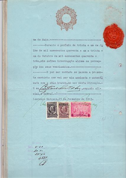 1993.jpg -     Lote:    1993      Lotes pelo Correio             Descrição:         Fiscais. Moçambique. ., Lote com 18 flhs Pap. Sel. STO 2$50 e 5$00, e ainda "Sobrec. &mdash; Esc 2$50 / 2$50", incluindo vários selos "Assist." (PB 44/51, 53/56, 59 e 61/64).        Lote       Valor Base:     &euro; 5,00     Valor Venda:     &euro; 5,00     