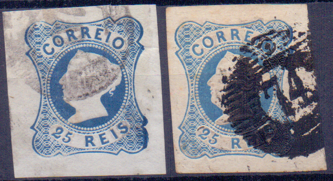 2060.jpg -     Lote:    2060      Lotes pelo Correio      Portugal        Descrição:         1853 &mdash; D. Maria II. CE2, 25 reis, cunho II. Dois selos, um deles com carimbo de 20 barras "74". Ambos com margens de luxo. Valor de catálogo &euro; 70,00.        O       Valor Base:     &euro; 10,00     Valor Venda:     Retirado     
