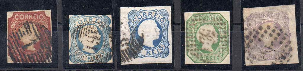 2065.jpg -     Lote:    2065      Lotes pelo Correio      Portugal        Descrição:         1855/56 . D. Pedro V. cabelos lisos. CE 5/9. Série completa. A maioria dos selos com margens curtas.        O       Valor Base:     &euro; 200,00     Valor Venda:     Retirado     