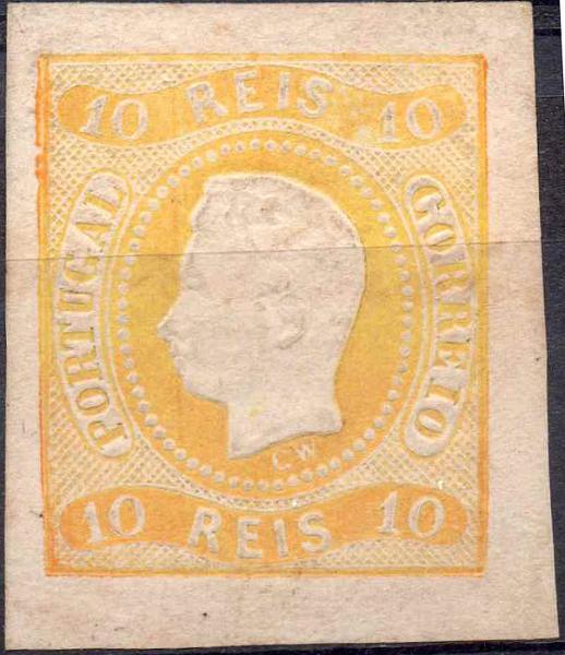 2075.jpg -     Lote:    2075      Lotes pelo Correio      Portugal        Descrição:         1866/67 &mdash; D. Luís I. Fita curva, não denteado. CE20, 10 reis com margens de luxo. Regomado.        RG***       Valor Base:     &euro; 30,00     Valor Venda:     Retirado     
