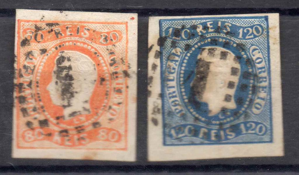 2076.jpg -     Lote:    2076      Lotes pelo Correio      Portugal        Descrição:         1866/67 &mdash; D. Luís I. Fita curva, não denteados. CE24 e 26, 80 e 120 reis. Selos com boas margens. Valor de catálogo &euro; 250,00.        O       Valor Base:     &euro; 25,00     Valor Venda:     Retirado     