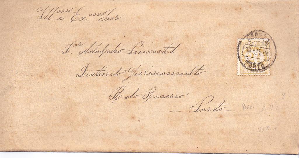 2090.jpg -     Lote:    2090      Lotes pelo Correio      Portugal        Descrição:         1876 &mdash; Jornaes. CE48, 2 &frac12; reis, papel porcelana, denteado 11 &frac12;, sobre cinta de jornal circulada no Porto.        CNT       Valor Base:     &euro; 5,00     Valor Venda:     Retirado     