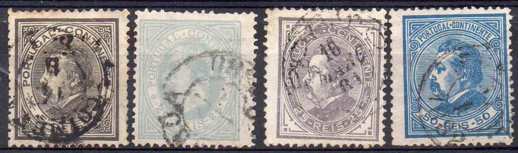 2091.jpg -     Lote:    2091      Lotes pelo Correio      Portugal        Descrição:         1880/81 &mdash; D. Luís I. De perfil. CE52/55. Série completa.        O       Valor Base:     &euro; 10,00     Valor Venda:     &euro; 10,00     