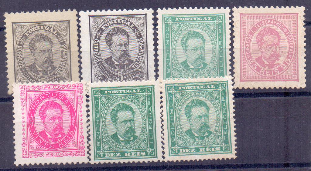 2096.jpg -     Lote:    2096      Lotes pelo Correio      Portugal        Descrição:         1884/87 &mdash; D. Luís I, de frente. Novos valores. CE60/63. Lote com 7 selos, com diversos denteados e papeis. Lote a ver.        RG***       Valor Base:     &euro; 25,00     Valor Venda:     Retirado     