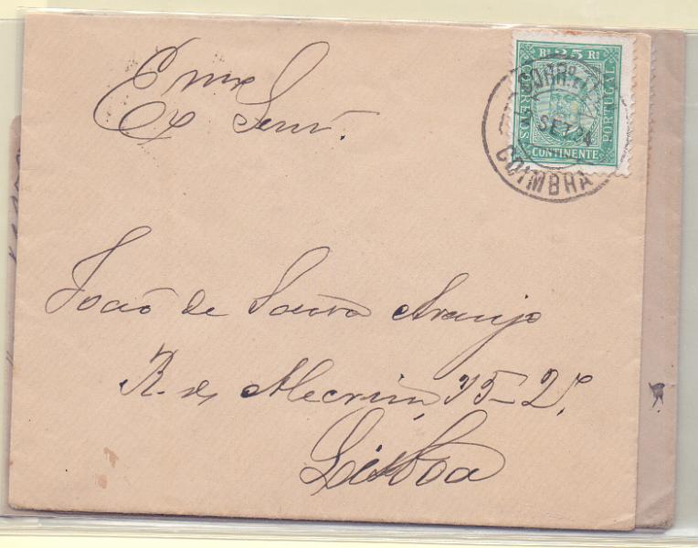 2106.jpg -     Lote:    2106      Lotes pelo Correio      Portugal        Descrição:         1892/93 &mdash; D. Carlos I tipo Diogo Neto. CE70, 25 reis verde. Lote com três cartas. Lote a ver.        Lote       Valor Base:     &euro; 8,00     Valor Venda:     Retirado     