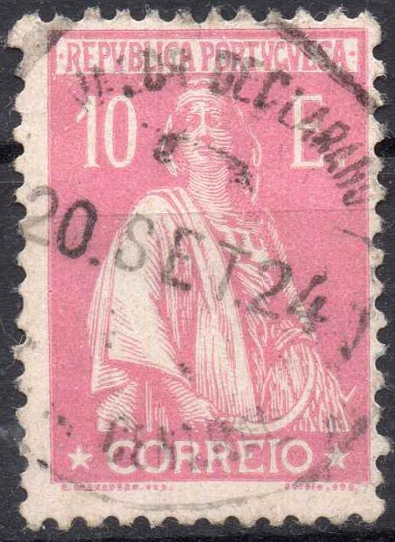 2149.jpg -     Lote:    2149      Lotes pelo Correio      Portugal        Descrição:         1924/26 &mdash; Ceres. CE297, 10E rosa. Valor de catálogo &euro; 108,00.        O       Valor Base:     &euro; 20,00     Valor Venda:     &euro; 24,00     