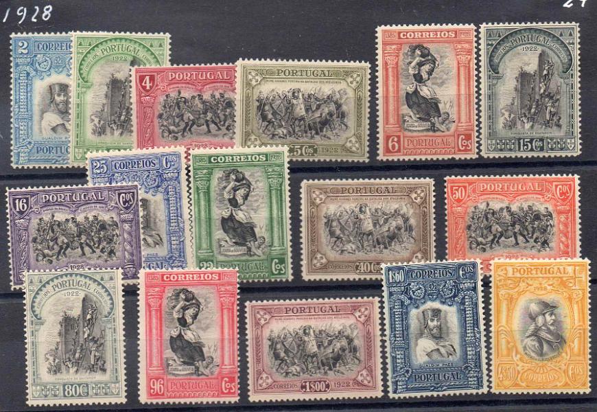 2163.jpg -     Lote:    2163      Lotes pelo Correio      Portugal        Descrição:         1926 &mdash; Independência de Portugal * 3.ª emissão. CE435/450. Série completa. Valor de catálogo &euro; 175.00.        **       Valor Base:     &euro; 16,00     Valor Venda:     &euro; 21,00     