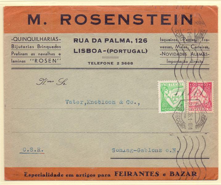 2177.jpg -     Lote:    2177      Lotes pelo Correio      Portugal        Descrição:         1931/33 &mdash; Lusíadas. Sobrescrito circulado de Lisboa (26.05.31) para República Checa, com selos de 80c e 95c CE524 e 545.        Carta       Valor Base:     &euro; 8,00     Valor Venda:     Retirado     