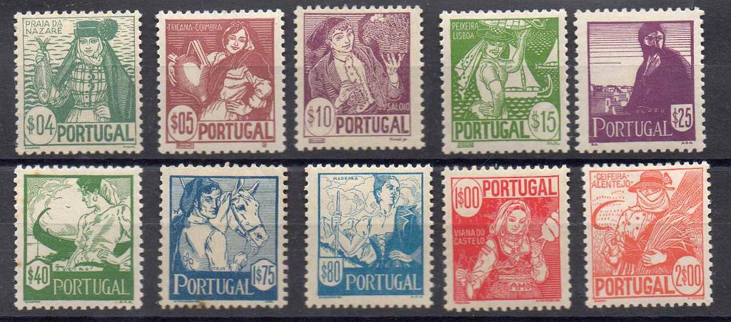2186.jpg -     Lote:    2186      Lotes pelo Correio      Portugal        Descrição:         1941 &mdash; Costumes Portugueses * 1.ª emissão. CE607/616. Série completa. Valor de catálo-go &euro; 134,00.        **       Valor Base:     &euro; 12,00     Valor Venda:     Retirado     