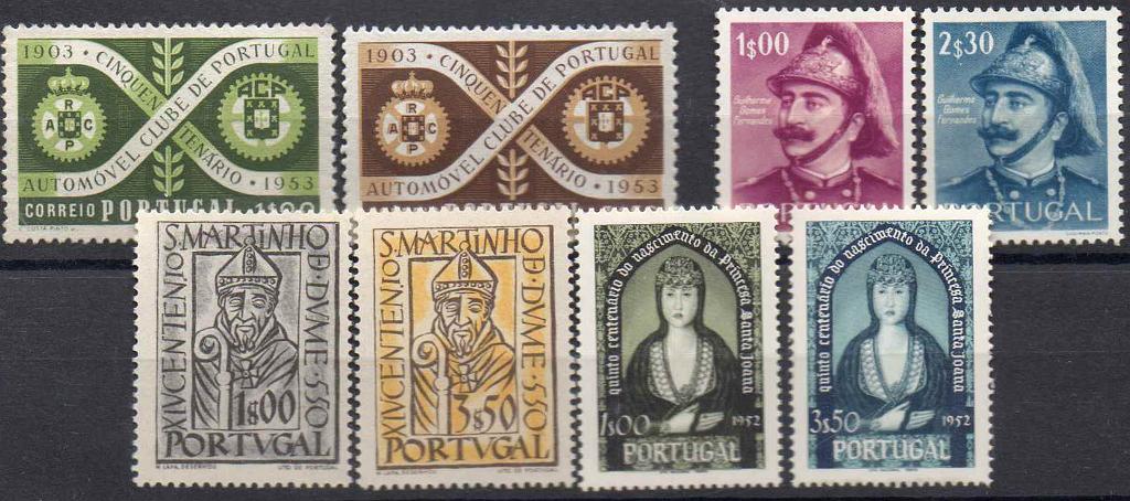 2209.jpg -     Lote:    2209      Lotes pelo Correio      Portugal        Descrição:         1953 &mdash; Centenário de S. Martinho Dume + Centenário de Gomes Fernandes + Cinquentenário do ACP + Centenário de Santa Joana. CE778/785. Séries completas.Selos regomados.        RG***       Valor Base:     &euro; 7,00     Valor Venda:     &euro; 7,00     