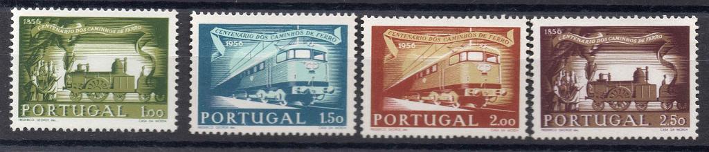 2222.jpg -     Lote:    2222      Lotes pelo Correio      Portugal        Descrição:         1956 &mdash; Centenário dos Caminhos de Ferro em Portugal. CE821/824. Série completa. Valorde catálogo &euro; 178,00.        ***       Valor Base:     &euro; 15,00     Valor Venda:     Retirado     