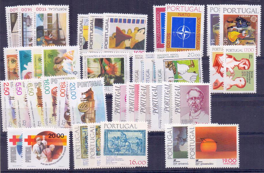 2256.jpg -     Lote:    2256      Lotes pelo Correio      Portugal        Descrição:         1979 &mdash; Portugal. Ano completo - 37 selos. Valor de catálogo &euro; 57,00.        ***       Valor Base:     &euro; 5,00     Valor Venda:     &euro; 5,00     