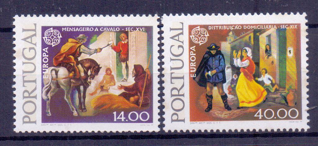 2257.jpg -     Lote:    2257      Lotes pelo Correio      Portugal        Descrição:         1979 &mdash; Europa CEPT &mdash; História do Correio. CE1423/24. Série completa com tarja fosforescente. Valor de catálogo &euro; 40,00.        ***       Valor Base:     &euro; 6,00     Valor Venda:     &euro; 6,00     