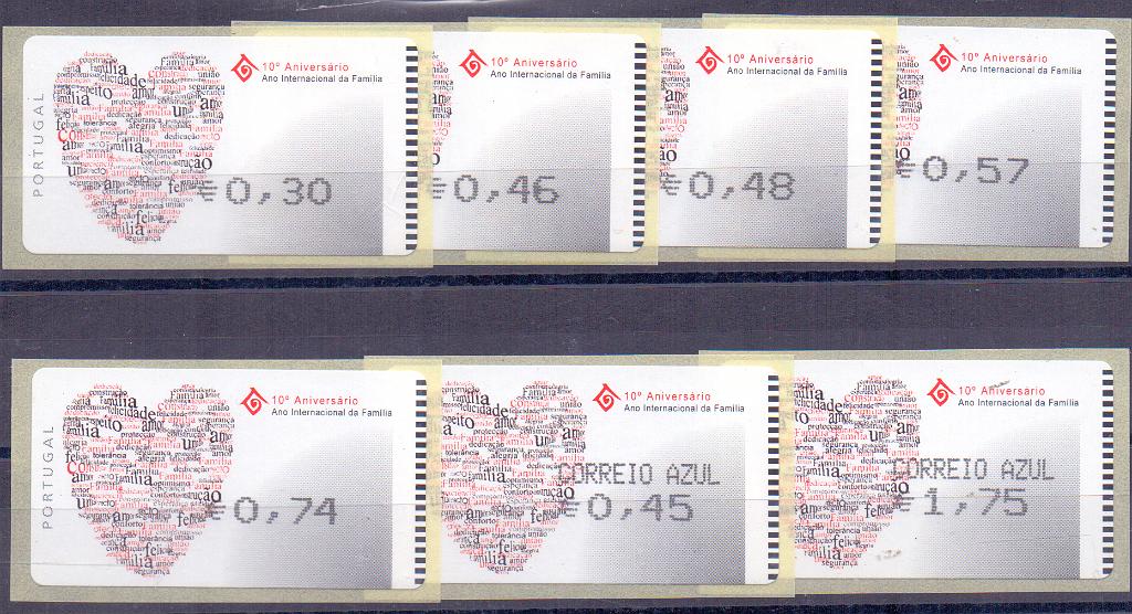 2280.jpg -     Lote:    2280      Lotes pelo Correio      Portugal        Descrição:         2004 &mdash; Ano Internacional da Família. Máquina SMD. CE ETQ29B. Correio normal + correio azul. Impressão a violeta da taxa, com vírgula. Taxa de 2004 com recibos.        ETQ       Valor Base:     &euro; 6,00     Valor Venda:     Retirado     