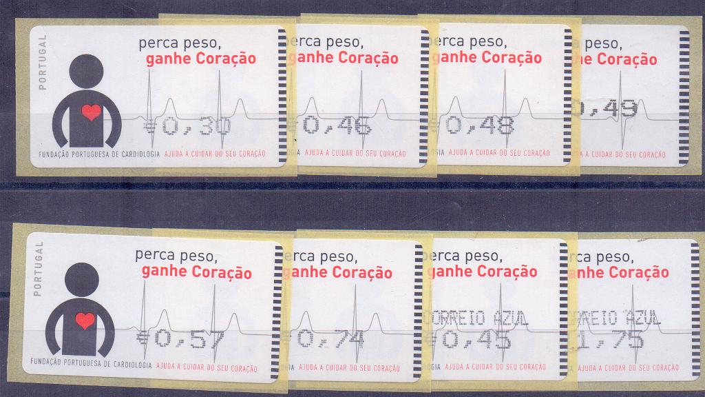 2281.jpg -     Lote:    2281      Lotes pelo Correio      Portugal        Descrição:         2005 &mdash; Fundação Portuguesa de cardiologia. Máquina AMIEL. CE ETQ31A. Correio normal + correio azul. Taxas com vírgula impressas a preto e recibos do 1.º dia.        ETQ       Valor Base:     &euro; 10,00     Valor Venda:     Retirado     