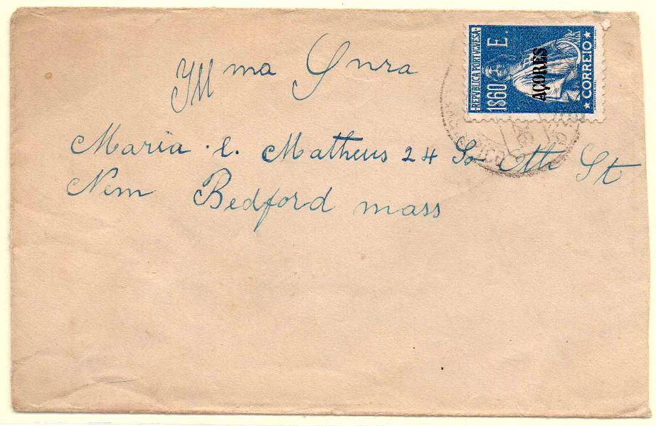 2330.jpg -     Lote:    2330      Lotes pelo Correio      Açores       Descrição:         1924/26 &mdash; Ceres. Selos do Continente com sobrecarga "AÇORES: CE236, 1$60 em sobrescrito circulado para os EUA.        Carta       Valor Base:     &euro; 10,00     Valor Venda:     Retirado     