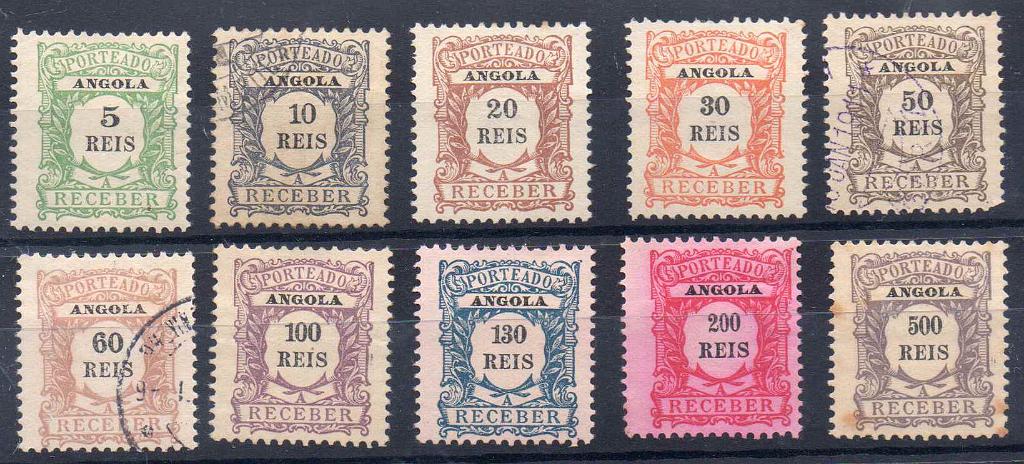 2347.jpg -     Lote:    2347      Lotes pelo Correio      Angola       Descrição:         Angola. 1904/21 &mdash; Porteado. Emissão Regular + idem com sobrecarga REPUBLICA + idem com valor em centavos. Lote com 30 selos diferentes. Lote a ver.        Lote       Valor Base:     &euro; 10,00     Valor Venda:     Retirado     