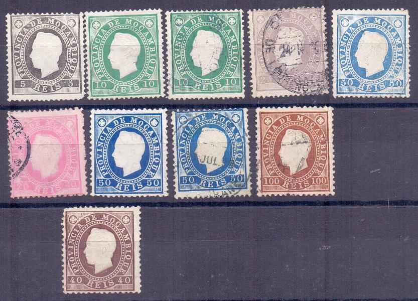 2391.jpg -     Lote:    2391      Lotes pelo Correio      Moçambique       Descrição:         1886 &mdash; D. Luís I. Fita direita. CE15, 16, 17, 18, 20 e 21. Lote composto por uma série completa em novo e incompleta em usado em denteado 13 &frac12;, papel porcelana + selo de 40 reis em papel pontinhado. Alguns selos com ligeiros defeitos. Lote a ver.        **/*/O       Valor Base:     &euro; 15,00     Valor Venda:     &euro; 15,00     