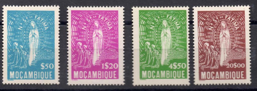 2399.jpg -     Lote:    2399      Lotes pelo Correio      Moçambique       Descrição:         1948 &mdash; Nossa Senhora de Fátima. CE344/347. Série completa. Valor de catálogo &euro; 130,00.        **       Valor Base:     &euro; 20,00     Valor Venda:     Retirado     