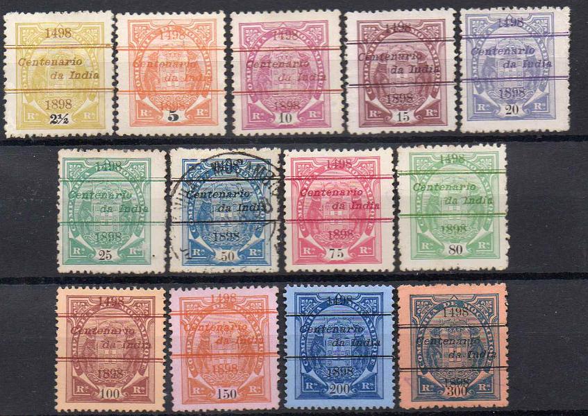 2406.jpg -     Lote:    2406      Lotes pelo Correio      Companhia de Moçambique       Descrição:         1898 &mdash; 4.º Centenário da Índia. Selos tipo Elefantes, com sobrecarga. CE29/41. Série completa em diversos denteados e papéis. Selo CE29 com pontos de óxido e selo de 50 reis usado. Lote a ver.        */O       Valor Base:     &euro; 25,00     Valor Venda:     &euro; 32,00     