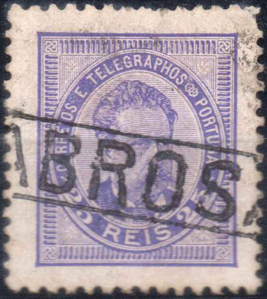 2461.jpg -     Lote:    2461      Lotes pelo Correio      Portugal        Descrição:         Carimbos nominativos. 1884/87 &mdash; D. Luís I. De frente. Novos valores. CE63, 25 reis violeta azul. Obliterado com carimbo batido a preto "SABROSA".        O       Valor Base:     &euro; 8,00     Valor Venda:     Retirado     