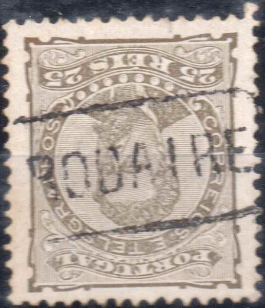 2462.jpg -     Lote:    2462      Lotes pelo Correio      Portugal        Descrição:         Carimbos nominativos. 1882/83 &mdash; D. Luís. De frente. CE57, 25 reis castanho obliterado com carimbo batido a preto "CASTRODAIRE".        O       Valor Base:     &euro; 8,00     Valor Venda:     Retirado     