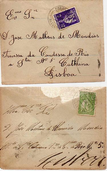 2489.jpg -     Lote:    2489      Lotes pelo Correio      Portugal        Descrição:         Carimbos circulares datados, tipo 1880. Lote com 7 sobrescritos com selos tipo Ceres da emissão de 1912, obliterados com carimbos a preto de "AOCOENTRE", "AVEIRAS / DE CIMA" e "AVEIRAS DE CIMA".        Lote       Valor Base:     &euro; 8,00     Valor Venda:     Retirado     