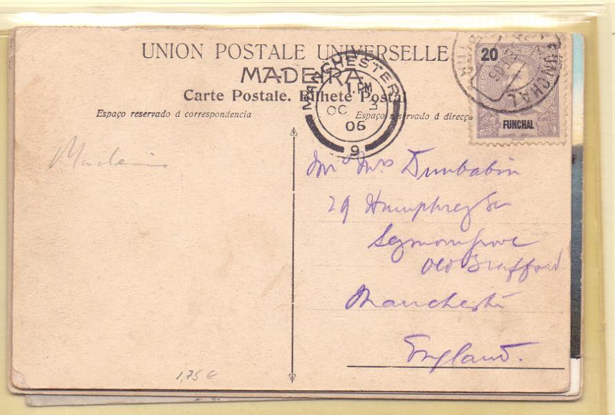 2691.jpg -     Lote:    2691      Lotes pelo Correio             Descrição:         Madeira. 1897 &mdash; D. Carlos I Mouchon. Lote com 4 postais ilustrados com selos do Funchal para Itália, França e Grã-Bretanha (2). Lote a ver.        Lote       Valor Base:     &euro; 6,00     Valor Venda:     Retirado     