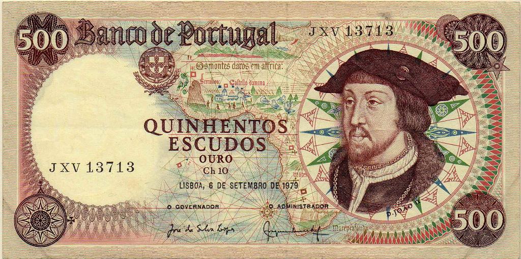 2725.jpg -     Lote:    2725      Lotes pelo Correio             Descrição:         1979 &mdash; D. João II. 500$00. Chapa 10, datada de 06.09.1979. MBC.        NT       Valor Base:     &euro; 10,00     Valor Venda:     Retirado     