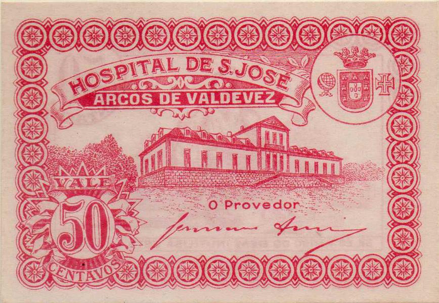 2737.jpg -     Lote:    2737      Lotes pelo Correio             Descrição:         Hospital de S. José de Arcos de Valdevez. 50C, vermelha. UNC.        CDL       Valor Base:     &euro; 5,00     Valor Venda:     Retirado     