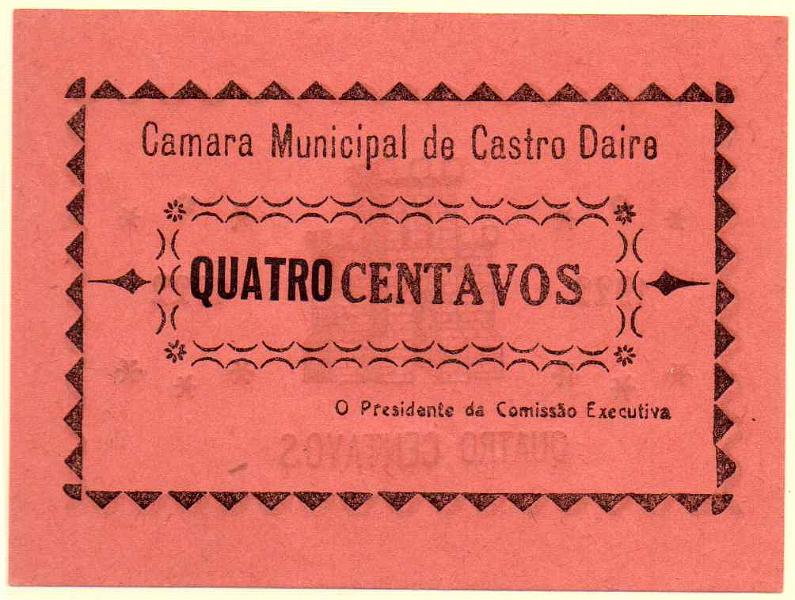 2738.jpg -     Lote:    2738      Lotes pelo Correio             Descrição:         Castro Daire (Câmara Municipal). 4C. UNC.        CDL       Valor Base:     &euro; 10,00     Valor Venda:     Retirado     