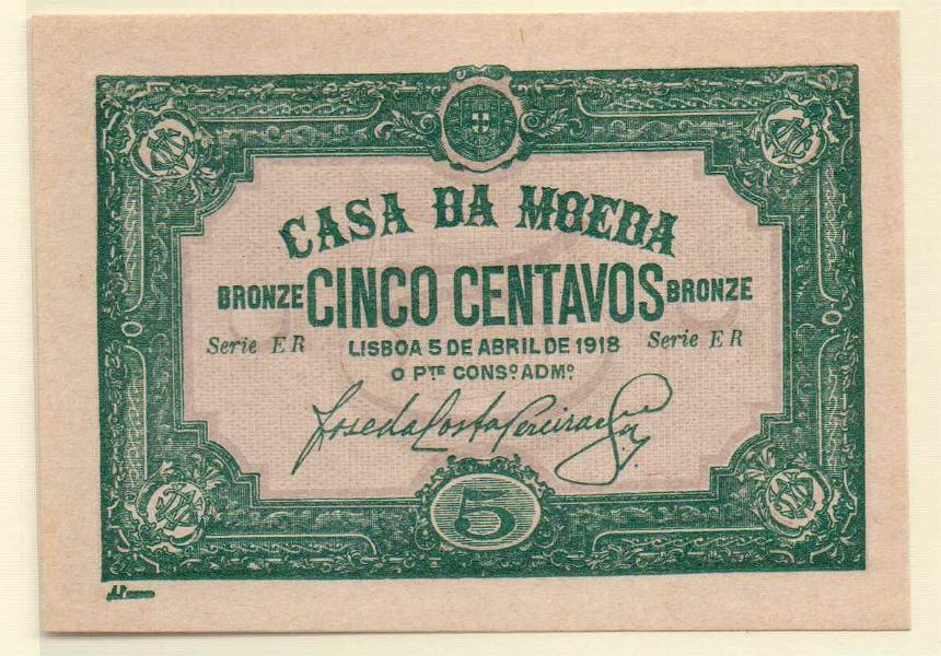 2757.jpg -     Lote:    2757      Lotes pelo Correio             Descrição:         Casa da Moeda. 5C Série ER, verde. UNC.        CDL       Valor Base:     &euro; 10,00     Valor Venda:     Retirado     