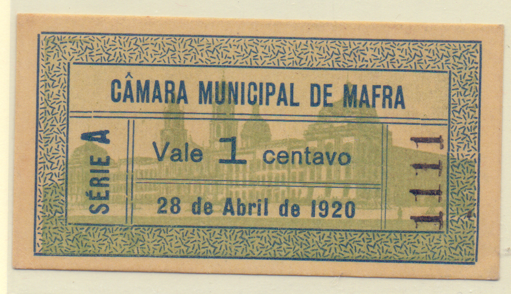 2762.jpg -     Lote:    2762      Lotes pelo Correio             Descrição:         Mafra (Câmara Municipal) &mdash; 1 C, MA 1310, Nova, Rara (Escassa no Índice MA)          CDL       Valor Base:     &euro; 15,00     Valor Venda:     &euro; 17,00     