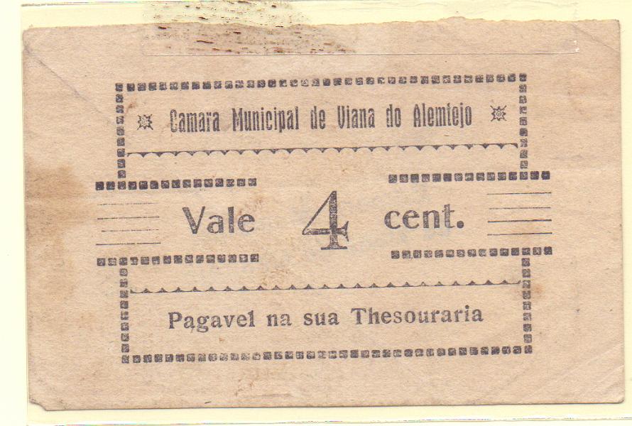2802.jpg -     Lote:    2802      Lotes pelo Correio             Descrição:         Viana do Alentejo (Câmara Municipal) &mdash; 4 C, MA 2290, MBC, Escassa (Rara no Índice MA)        CDL       Valor Base:     &euro; 6,00     Valor Venda:     Retirado     