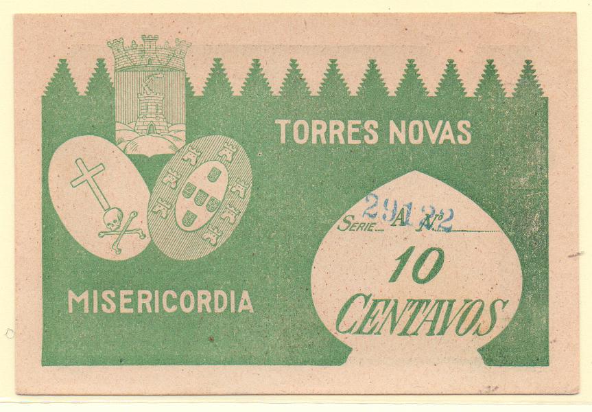 2803.jpg -     Lote:    2803      Lotes pelo Correio             Descrição:         Torres Novas, Misericórdia &mdash; 10 C, MA 2221, Nova, Escassa (Rara no Índice MA)         CDL       Valor Base:     &euro; 20,00     Valor Venda:     Retirado     