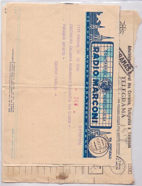 2827.jpg -     Lote:    2827      Lotes pelo Correio             Descrição:         Portugal &mdash; Lote com 4 Telegramas, incluindo um da "Radio Marconi" e os restantes com carimbos nominativos "Picoas", "Restauradores" e "Fonogramas" . Lote a ver        Lote       Valor Base:     &euro; 5,00     Valor Venda:     &euro; 5,00     