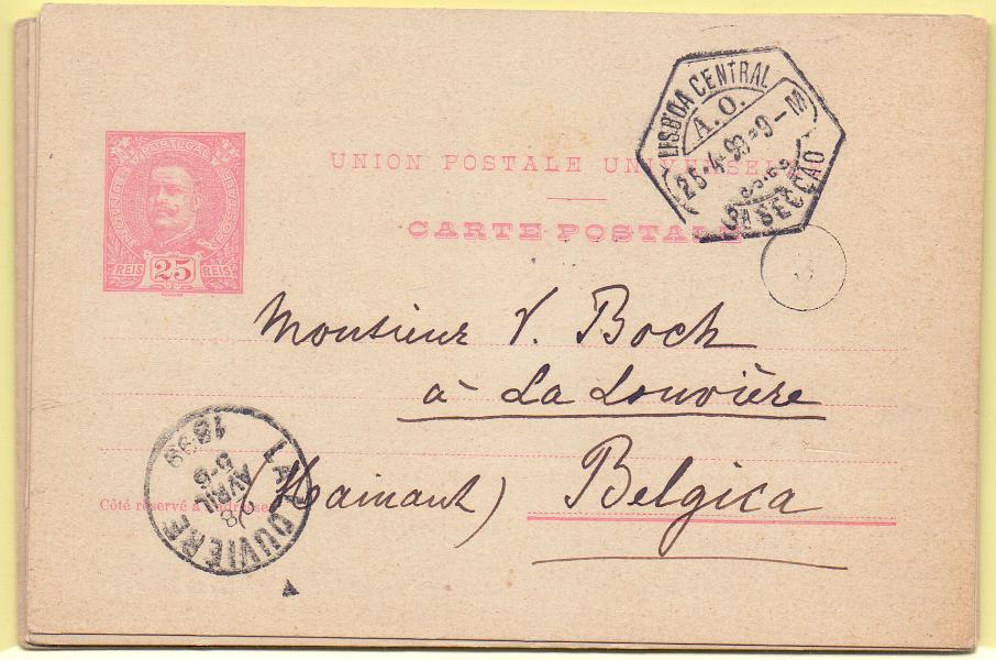 1634.jpg -     Lote:    1634      Lotes pelo Correio      Portugal        Descrição:         1899 &mdash; D. Carlos I Mouchon. Lote composto por OM32, 25 reis novo + OM33, 40 reis novo + OM34, 25+25 reis, um circulado de Lisboa para a Alemanha e dois novos. Lote a ver.        IN/IC       Valor Base:     &euro; 8,00     Valor Venda:     Retirado     