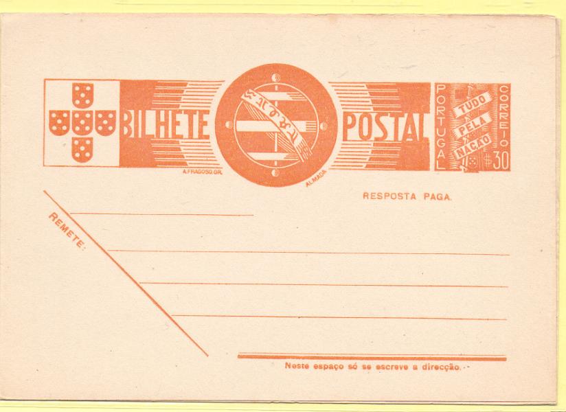 1674.jpg -     Lote:    1674      Lotes pelo Correio      Portugal        Descrição:         194&frac14;2 &mdash; Tudo pela Nação. OM95, $30+$30. Novo.        IN       Valor Base:     &euro; 5,00     Valor Venda:     &euro; 5,00     