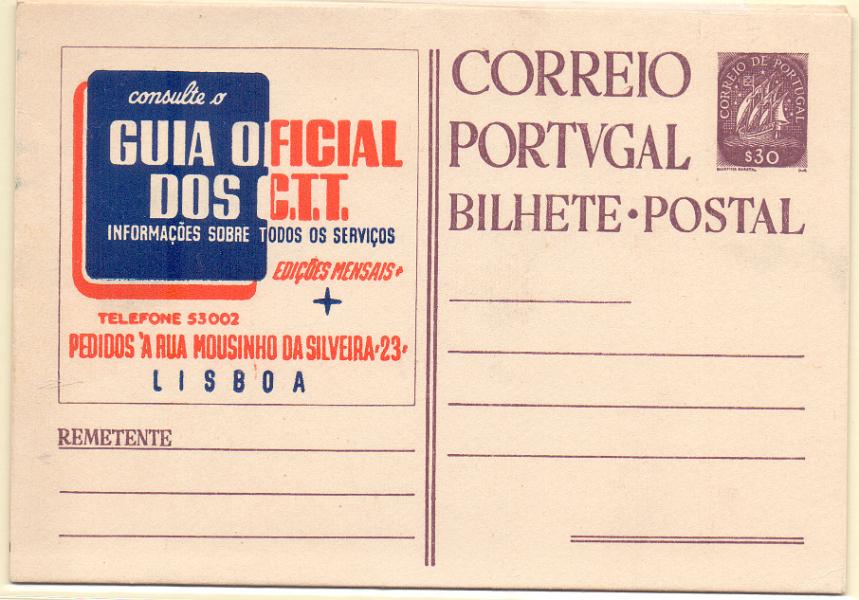 1676.jpg -     Lote:    1676      Lotes pelo Correio      Portugal        Descrição:         1943 &mdash; Selo tipo Caravela. "Guia Oficial dos CTT". OM 97 (2 inteiros, sendo um circulado) e OM101 (2 inteiros um deles circulado).        IN/IC       Valor Base:     &euro; 4,00     Valor Venda:     &euro; 4,00     