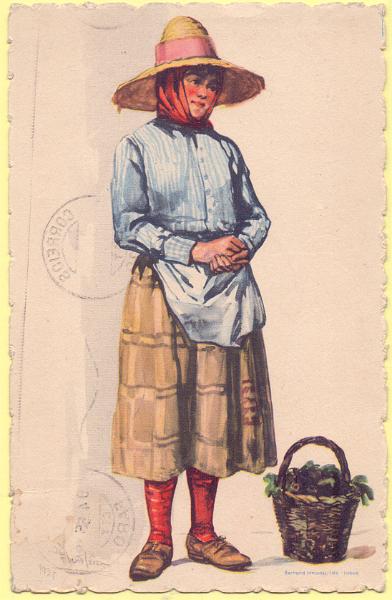 1691.jpg -     Lote:    1691      Lotes pelo Correio      Portugal        Descrição:         1953 &mdash; Bilhetes Postais série B (Costumes Portugueses), com selo TPN, com sobretaxa. OM126, n.º 36 (Algarve &mdash; Camponesa), $50 s/ $25. Circulado de Faro (09.04.55) para Lisboa.        IC       Valor Base:     &euro; 8,00     Valor Venda:     Retirado     