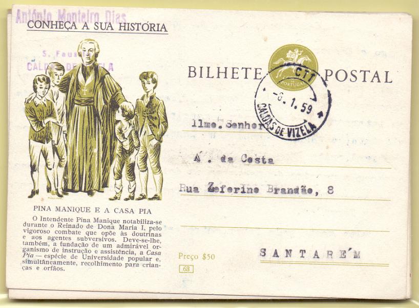 1700.jpg -     Lote:    1700      Lotes pelo Correio      Portugal        Descrição:         1958 &mdash; 3.ª série "Conheça a sua História". Emblema dos CTT (Postilhão). OM139 ($50) verde-azeitona. Lote com 13 inteiros circulados n.ºs 53, 54, 55, 57, 58, 59, 60, 62, 63, 64, 65(2) e 66.        IC       Valor Base:     &euro; 10,00     Valor Venda:     &euro; 21,00     
