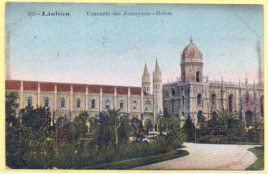 1823.jpg -     Lote:    1823      Lotes pelo Correio             Descrição:         Lisboa &mdash; Convento dos Jeronymos &mdash; Belém. Circulado.        PI       Valor Base:     &euro; 5,00     Valor Venda:     Retirado     