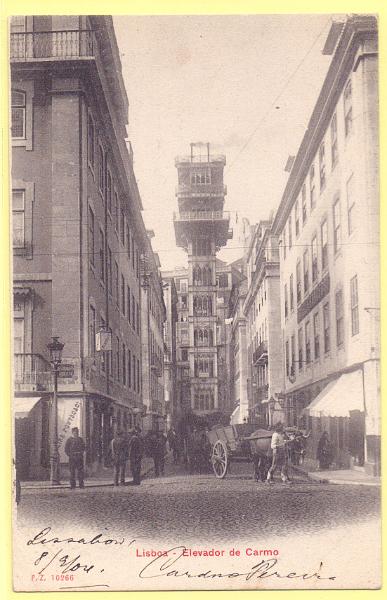 1829.jpg -     Lote:    1829      Lotes pelo Correio             Descrição:         Lisboa &mdash; Elevador do Carmo. Circulado.        PI       Valor Base:     &euro; 8,00     Valor Venda:     Retirado     